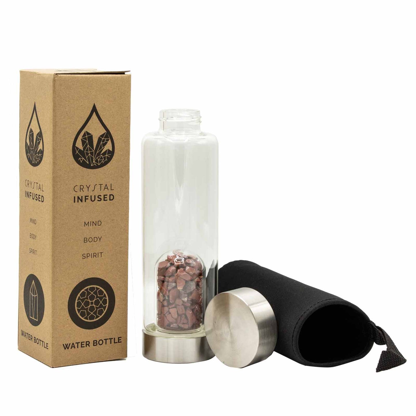 Red Jasper Infused Crystal Water Bottle