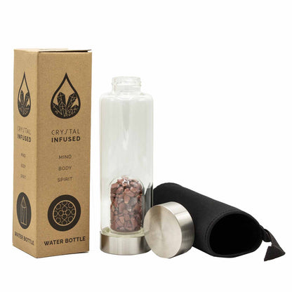 Red Jasper Infused Crystal Water Bottle