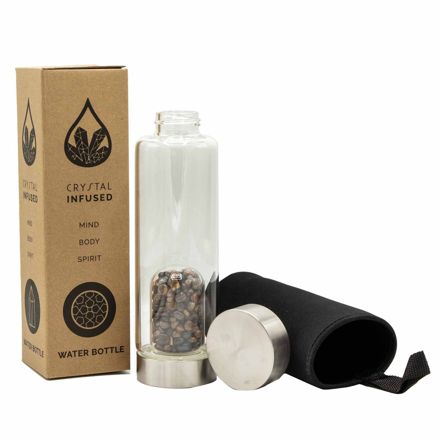 Tigers Eye Infused Crystal Water Bottle